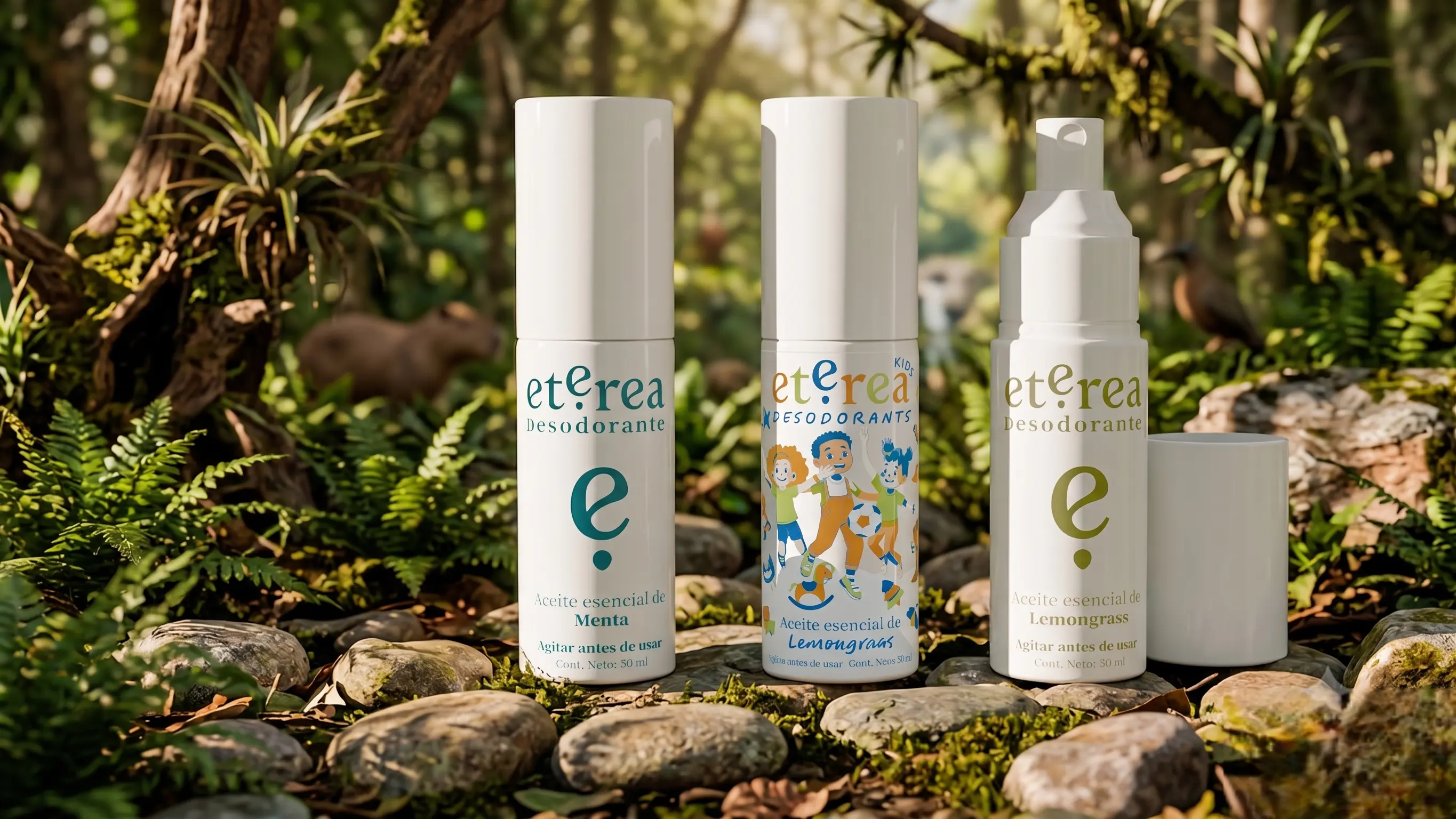 eterea desodorante natural tres aromas en un bosque